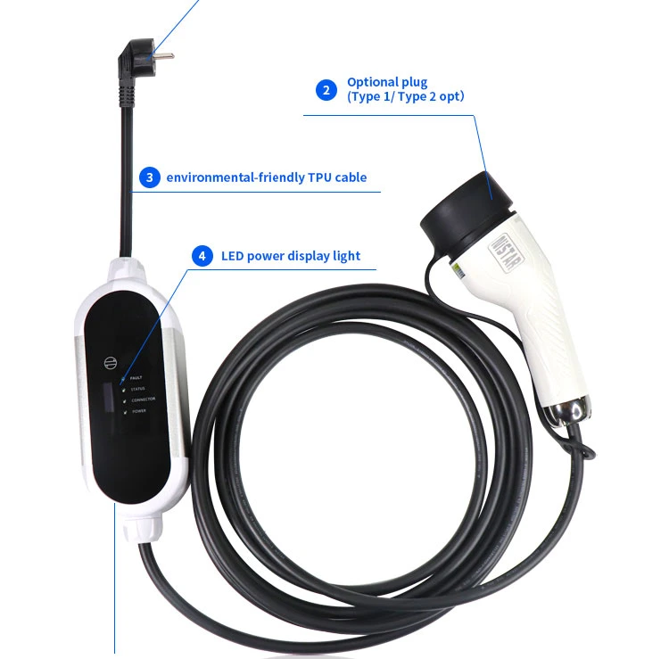 Type 2 IEC 62196 EV Portable Electric Vehicle Charging Station with CE Certificate